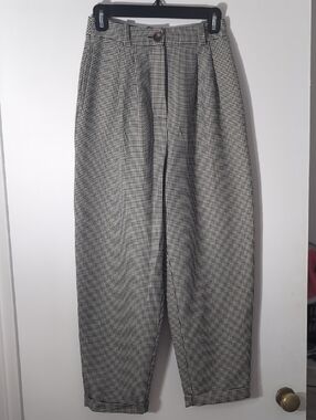 Topshop High-Waist Houndstooth Womens Trousers - Black & White